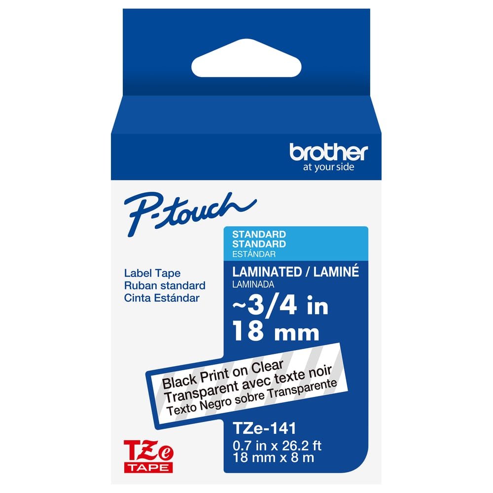 Brother TZe-141 18mm Black on Clear Label Tape 8m Brother TZe-141 18mm Black on Clear Label Tape 8m TZE-141