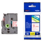 Brother TZe-222 9mm Red on White Laminated Label Tape TZE-222