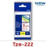 Brother TZe-222 9mm Red on White Laminated Label Tape TZE-222