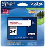 Brother TZe-242 18mm Red on White Laminated Label Tape (8m) TZE-242