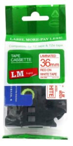 Brother TZe-262 36mm Red on White Laminated Label Tape TZE-262