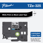 Brother TZe-325 9mm White on Black Laminated Tape 8m TZE-325