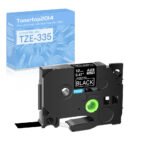 Brother TZe-335 12mm White on Black P-Touch Label Tape TZE-335