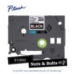 Brother TZe-335 12mm White on Black P-Touch Label Tape TZE-335