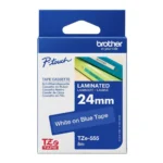 Brother TZe-555 24mm White on Blue Laminated Tape (8m) TZE-555