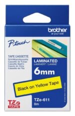 Brother TZe-611 6mm Black on Yellow Laminated Label Tape TZE-611