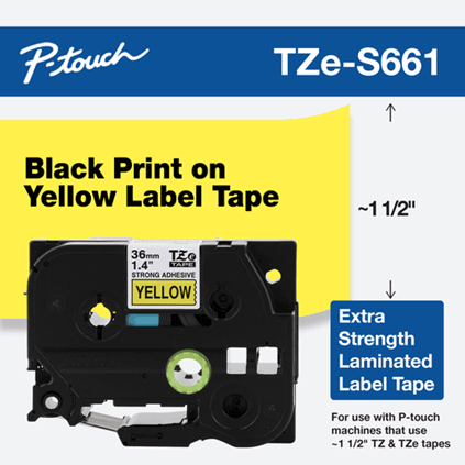 Brother TZe-661 36mm Black on Yellow Laminated Label Tape (8m) TZE-661