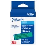 Brother TZe-741 18mm Black on Green Laminated Label Tape TZE-741