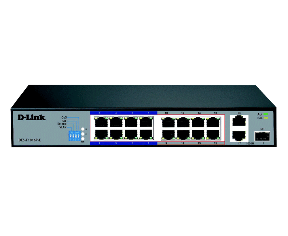 D-Link DGS-F1016P 16-Port Gigabit PoE Switch 150W D-Link DGS-F1016P 16-Port Gigabit PoE Switch 150W DGS-F1016P