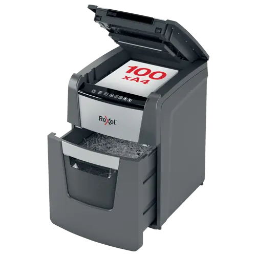 Rexel Optimum AutoFeed+ 100X Cross Cut Shredder, 100-Sheet Auto, P-4 Security