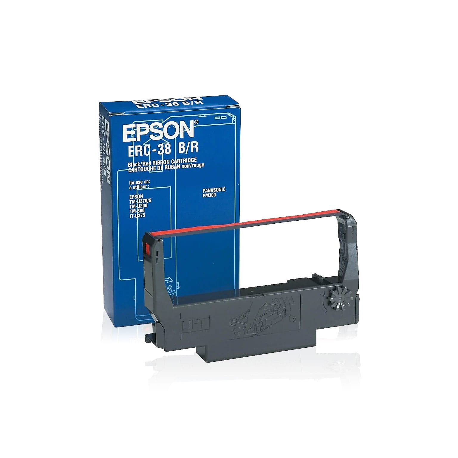 Epson ERC-38B/R Black and Red Ribbon Cartridge for TM-U220/U300 Epson ERC-38B/R Black and Red Ribbon Cartridge for TM-U220/U300 C43S015376,S015245