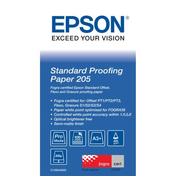 Epson Standard Proofing Paper A3+ 205gsm 100 Sheets C13S045005