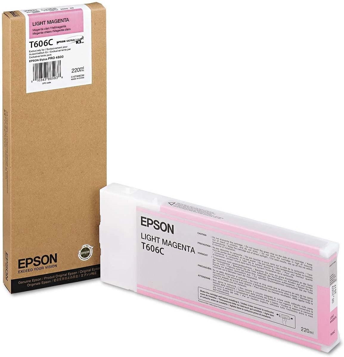 Epson T606C Light Magenta 220ml Ink Cartridge (C13T606C00) Epson T606C Light Magenta 220ml Ink Cartridge (C13T606C00) C13T565600/C13T606C00