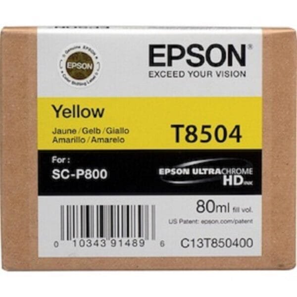 Epson T8504 Yellow UltraChrome HD Ink Cartridge 80ml C13T850400