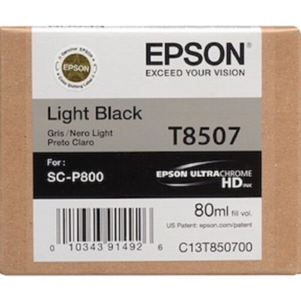 Epson T8507 Light Black UltraChrome HD Ink Cartridge 80ml C13T850700