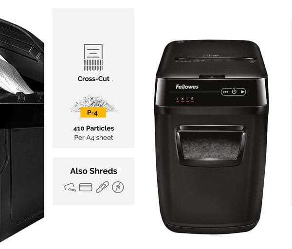 Fellowes AutoMax 150C Cross-Cut Shredder, 150-Sheet Auto Feed, P-4 Security FELLOWES SHREDDER AUTOMAX 150C 4680101 CROSSCUT 1YRW