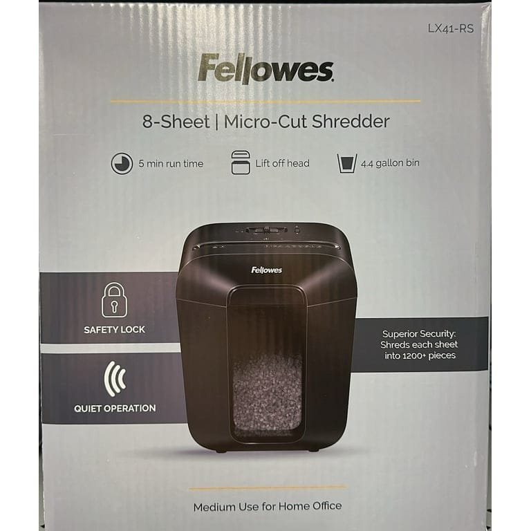 Fellowes LX41 8-Sheet P-4 Cross-Cut Paper Shredder Fellowes LX41 8-Sheet P-4 Cross-Cut Paper Shredder FELLOWES SHREDDER LX41 4300701