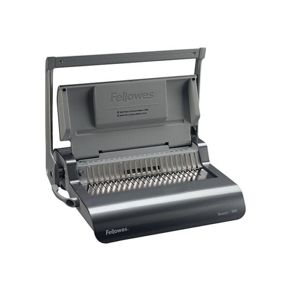 Fellowes Quasar+ Manual Comb Binding Machine, 28-Sheet Punch, 500-Sheet Capacity 16BMC0009