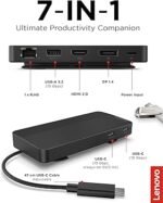 Lenovo USB-C Dual Display Travel Dock 4K HDMI DP 100W Adapter 40B90100UK