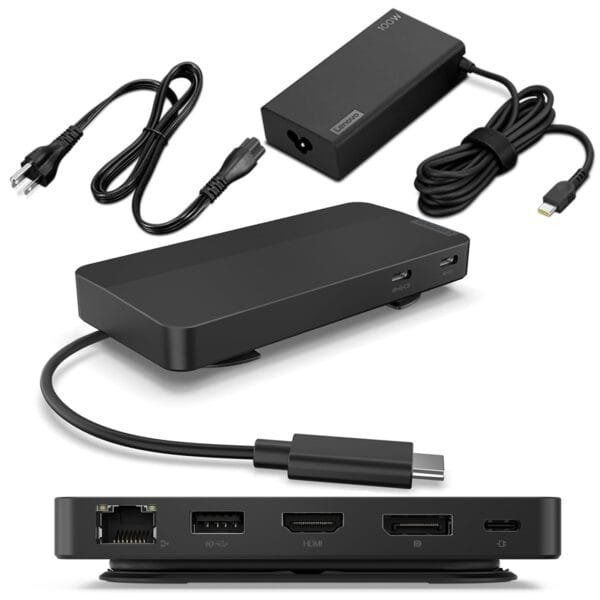 Lenovo USB-C Dual Display Travel Dock 4K HDMI DP 100W Adapter 40B90100UK