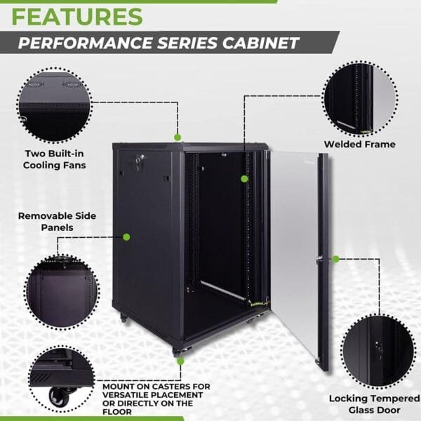 OfficePoint 18U 600x600mm Data Cabinet with 9-Way PDU and Dual Fans PROD-OFFICEPOINT-119