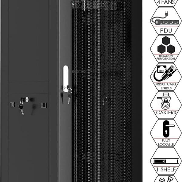 OfficePoint 32U 600x800mm Floor Standing Rack with 9-Way PDU and Fans PROD-OFFICEPOINT-124