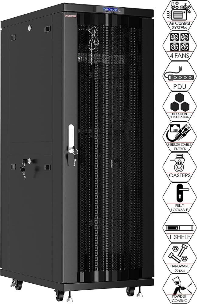 OfficePoint 32U 600x800mm Floor Standing Rack with 9-Way PDU and Fans OfficePoint 32U 600x800mm Floor Standing Rack with 9-Way PDU and Fans PROD-OFFICEPOINT-124