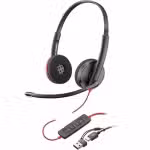 Poly Blackwire 3220 Stereo USB-C Headset, Noise-Canceling, USB-C/A Adapter 8X228A6