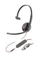 Poly Blackwire 3220 Stereo USB-C Headset, Noise-Canceling, USB-C/A Adapter 8X228A6
