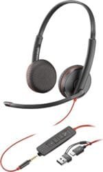 Poly Blackwire 3225 Stereo Headset, USB-C & 3.5mm, Noise-Canceling 8X229A6